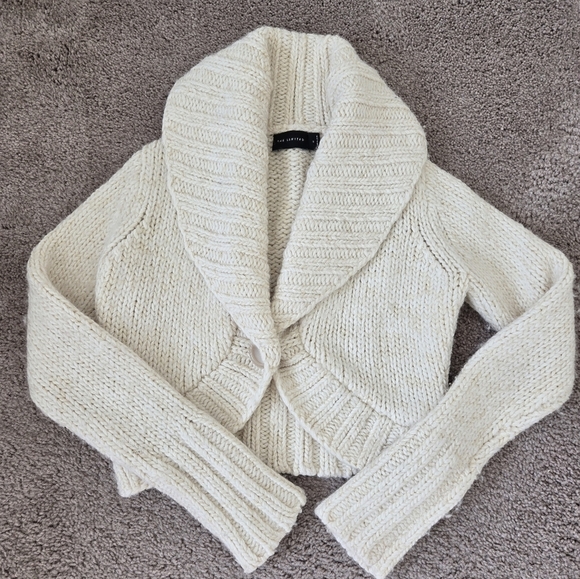 The Limited Y2K Heavy Cable Knit Cardigan Sweater Shrug One Button Size Small - Picture 11 of 16